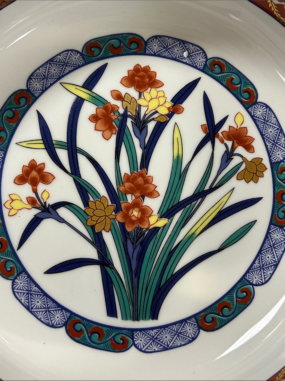 Decorative Floral Porcelain Bowl with Gold Trim image 2